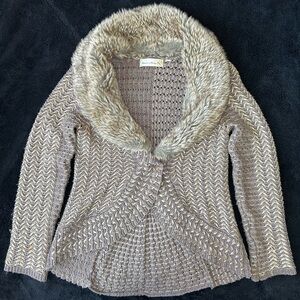 -Anthropologie Charlie & Robin Brown Fur Trim Rushcliffe Cardigan 
-Size M